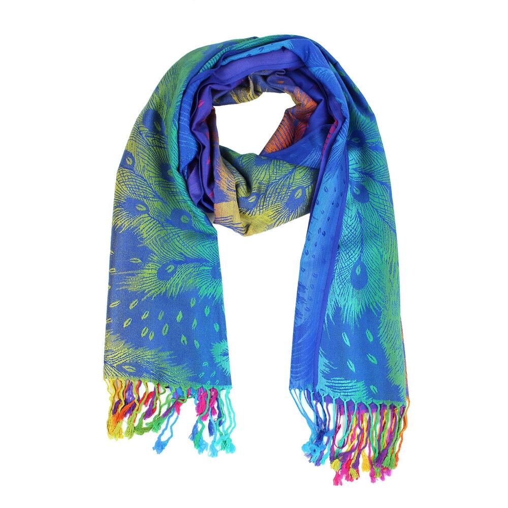 7937 Rainbow Pashmina Colorful Silky Tropical Exotic Wrap